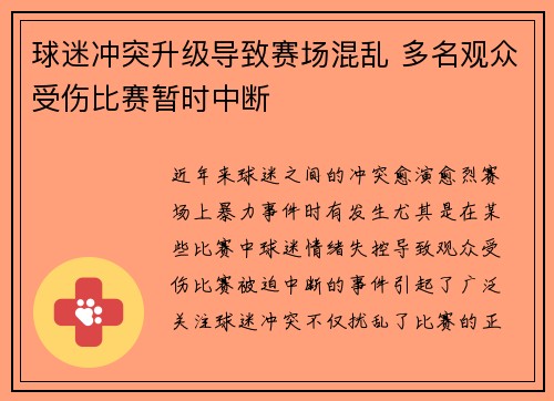 球迷冲突升级导致赛场混乱 多名观众受伤比赛暂时中断